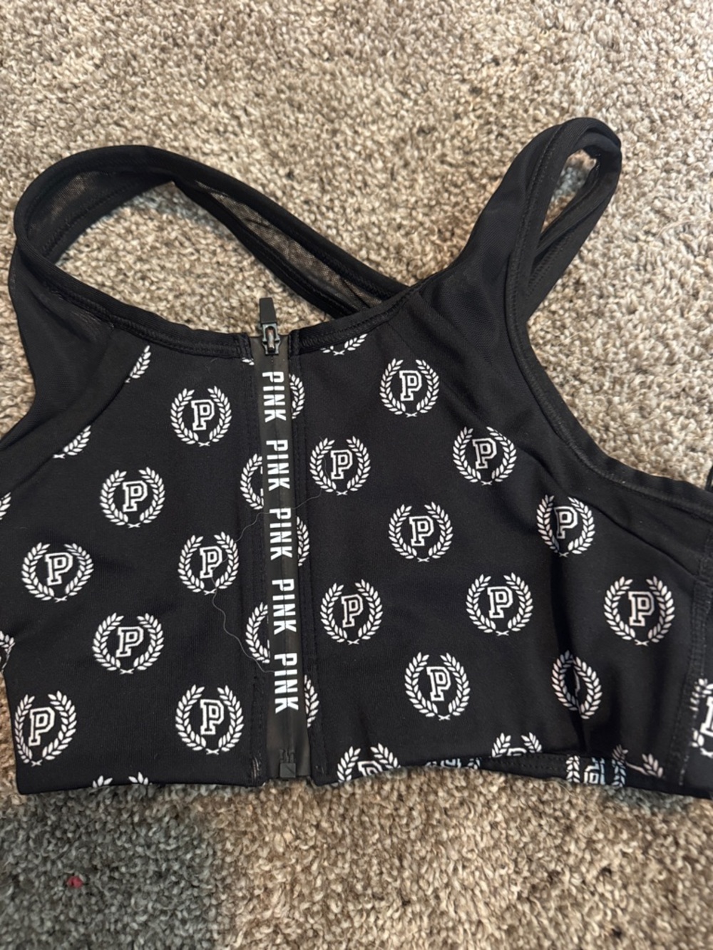 Victoria's Secret PINK Black & White Logo Sports Bra